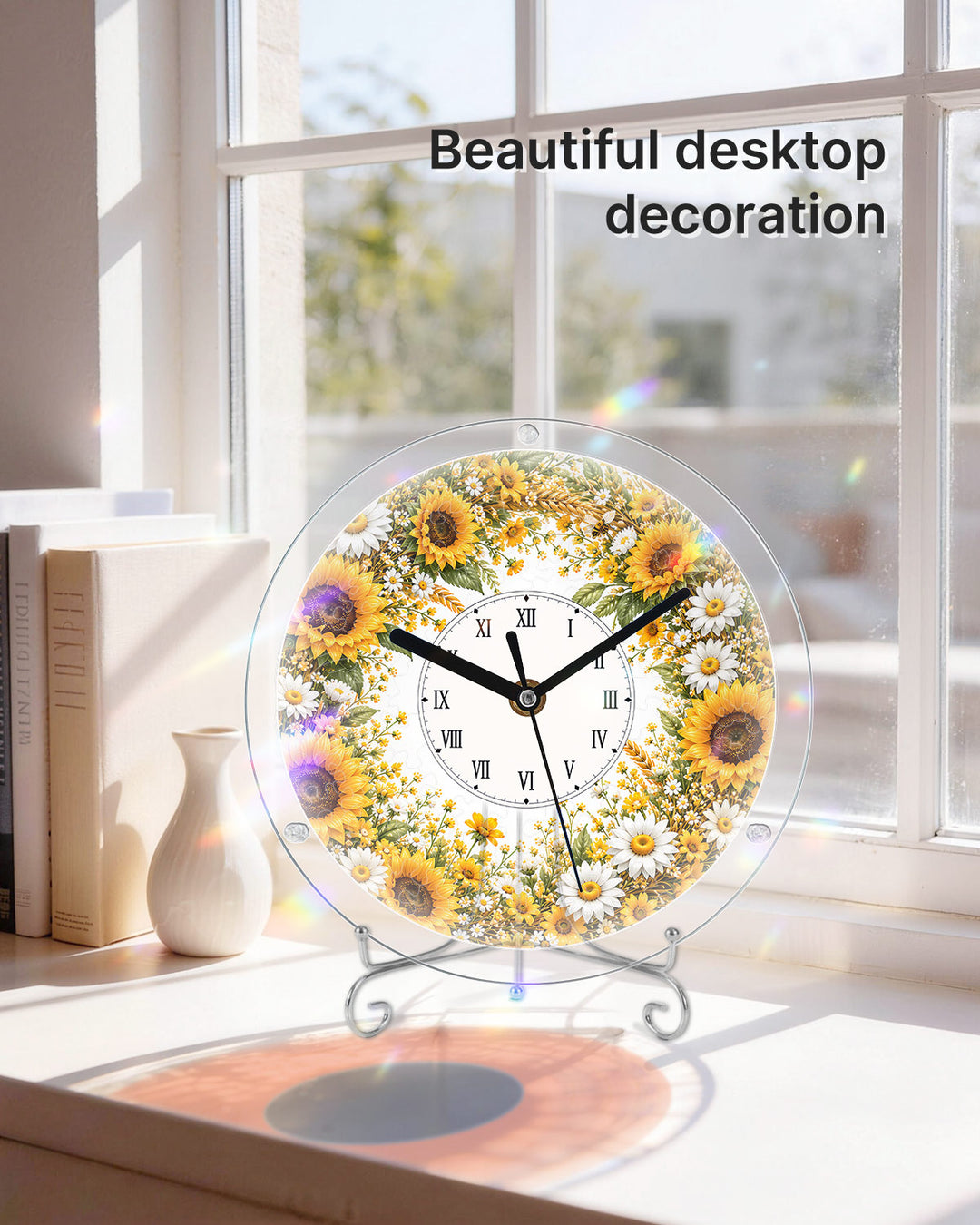 Kit DIY Horloge Puzzle Acrylique - Champ de Tournesols Dorés