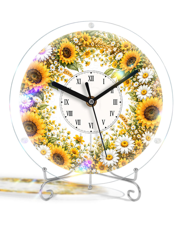Kit DIY Horloge Puzzle Acrylique - Champ de Tournesols Dorés