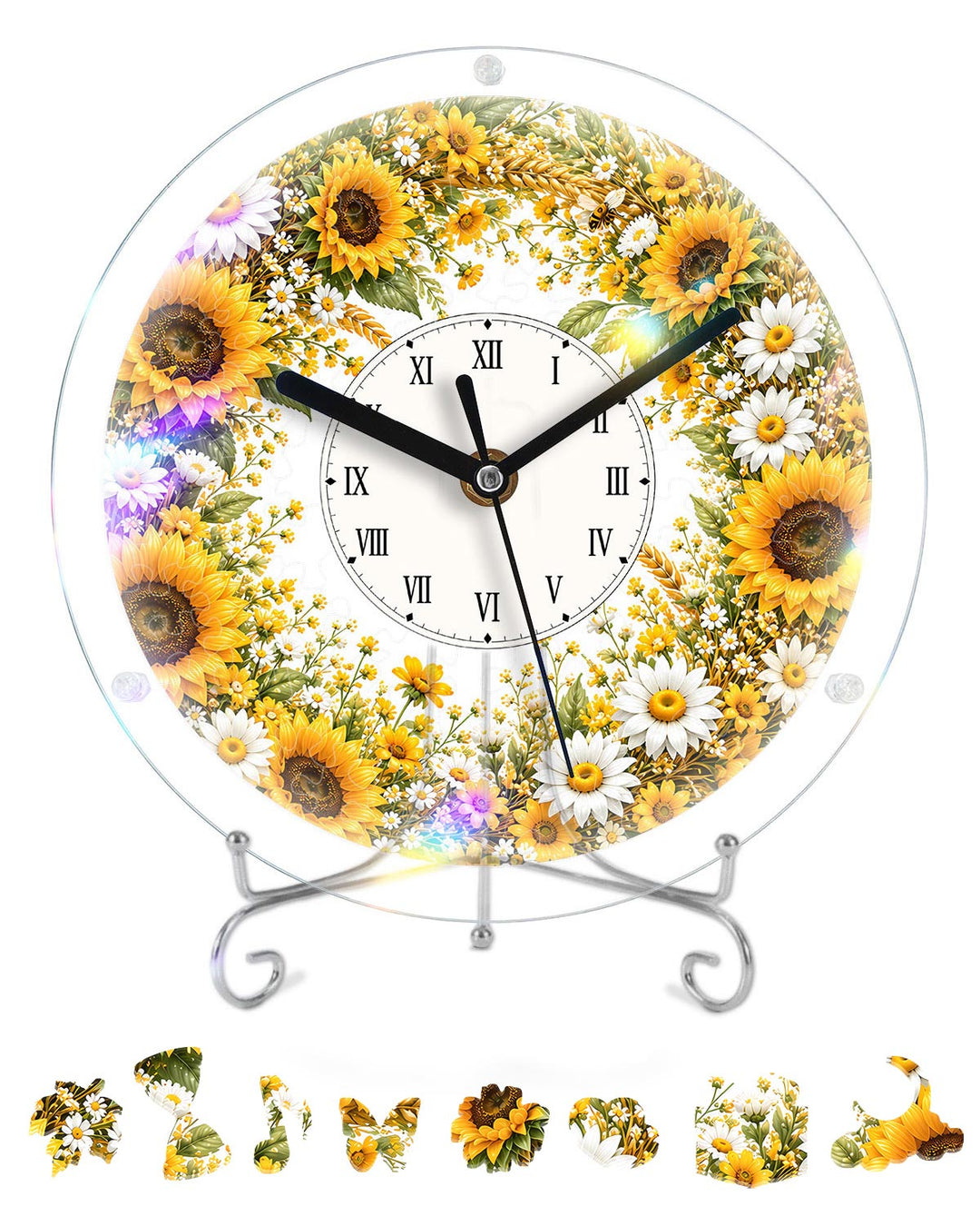 Kit DIY Horloge Puzzle Acrylique - Champ de Tournesols Dorés