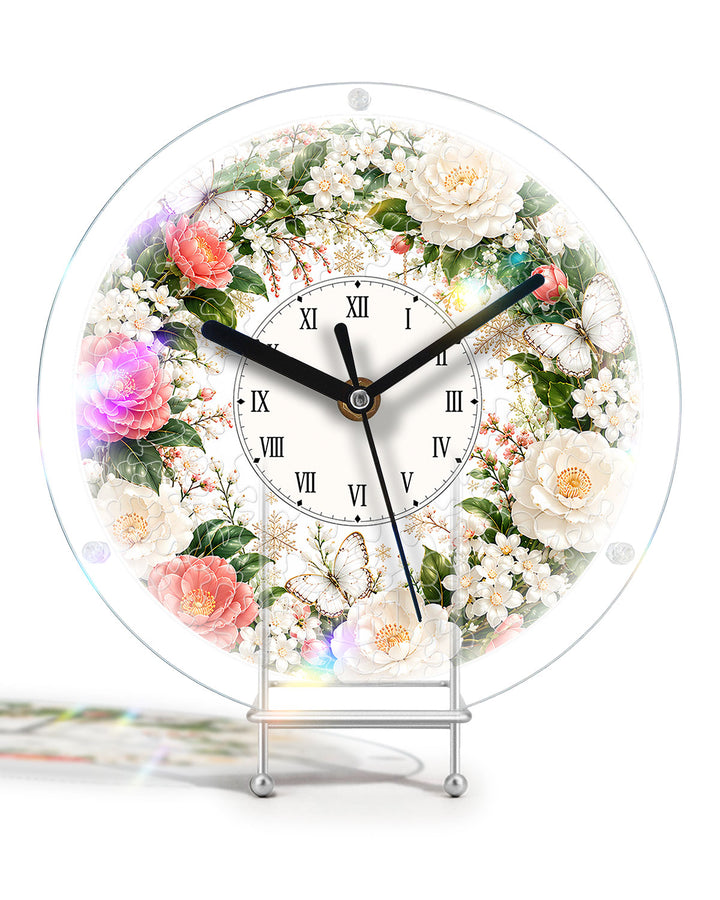 DIY Acrylic Puzzle Clock Kit - Pink White Roses