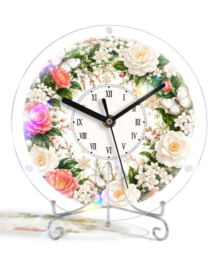 Kit DIY Horloge Puzzle Acrylique - Roses Roses et Blanches