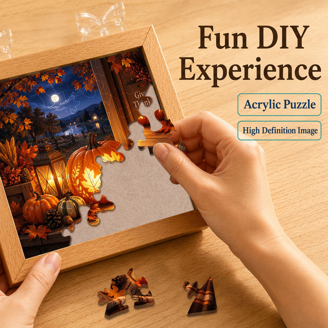 Acrylic Puzzle Night Light - Harvest Lantern Night