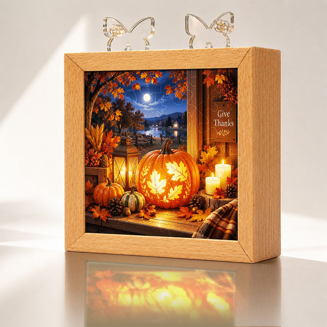 Acrylic Puzzle Night Light - Harvest Lantern Night