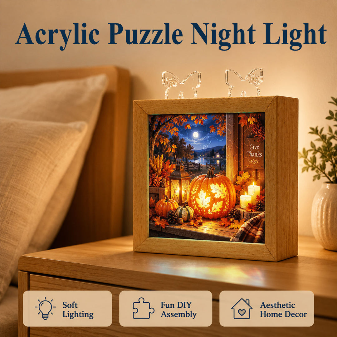 Acrylic Puzzle Night Light - Harvest Lantern Night