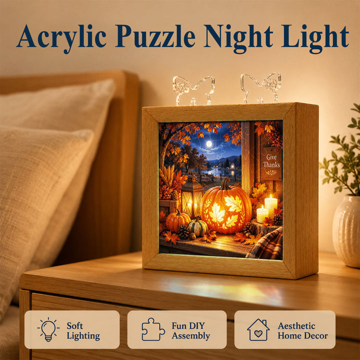 Acrylic Puzzle Night Light - Harvest Lantern Night