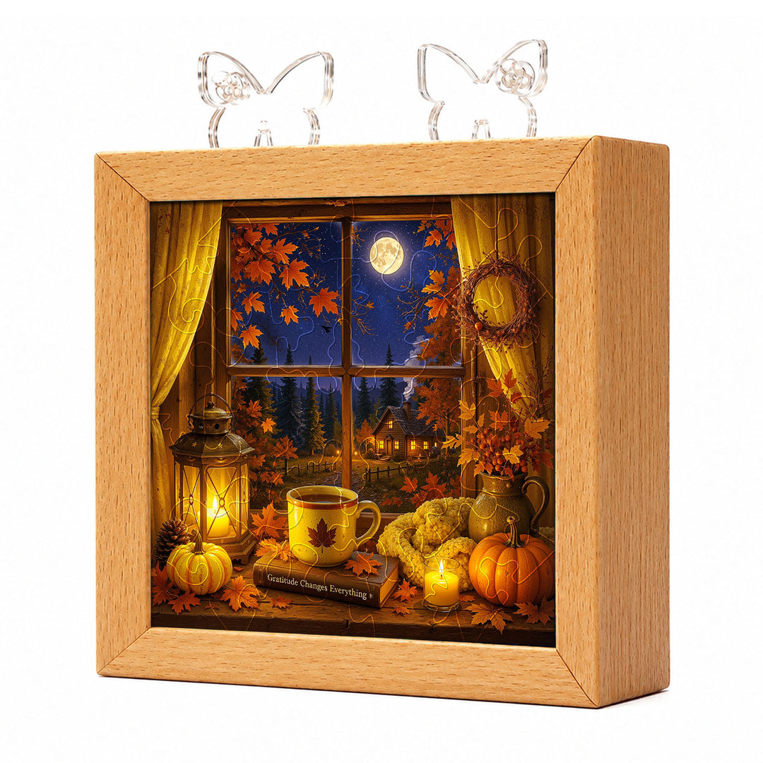 Acrylic Puzzle Night Light - Autumn Gratitude Window