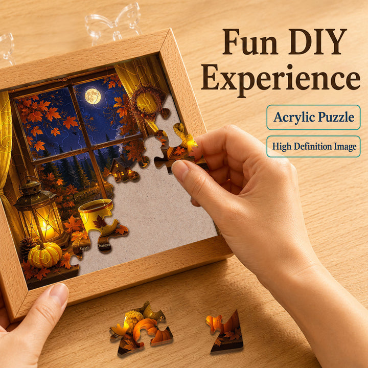 Acrylic Puzzle Night Light - Autumn Gratitude Window