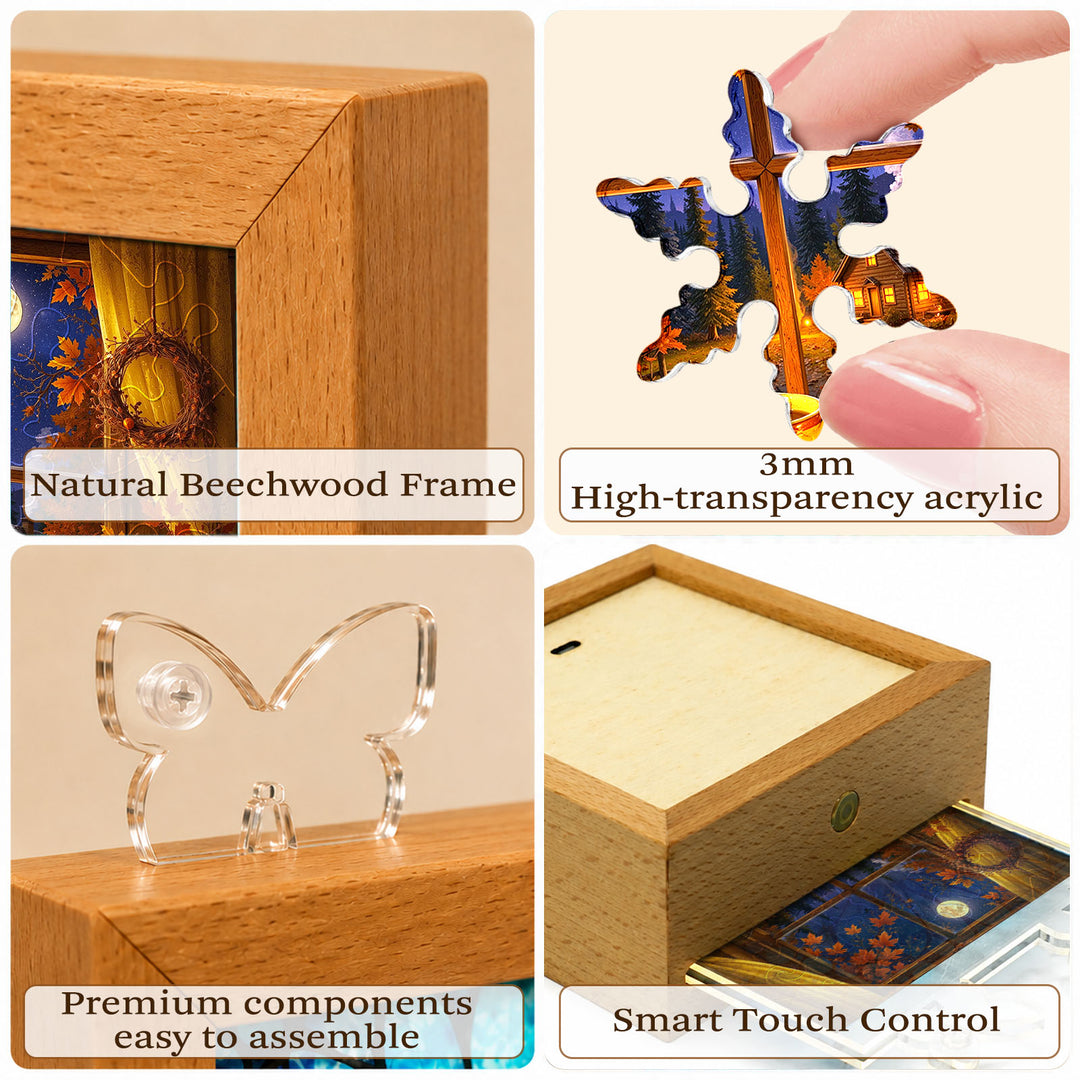 Acrylic Puzzle Night Light - Autumn Gratitude Window