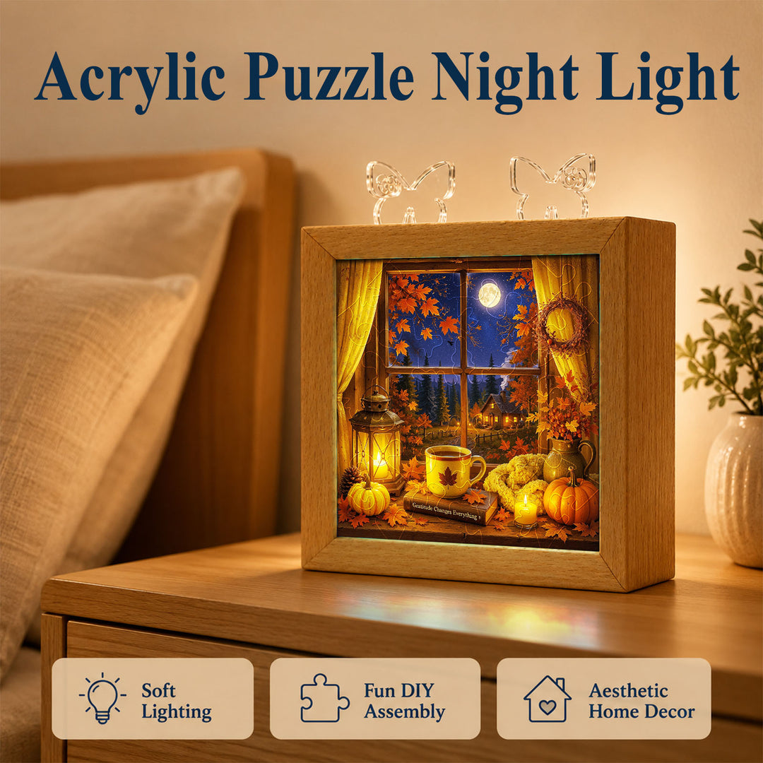 Acrylic Puzzle Night Light - Autumn Gratitude Window