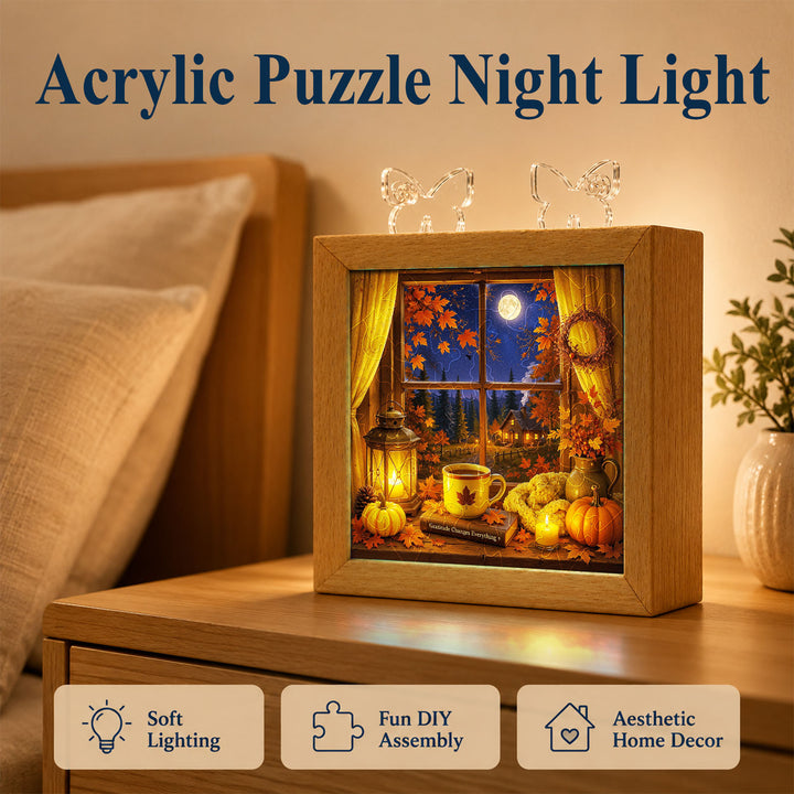 Acrylic Puzzle Night Light - Autumn Gratitude Window