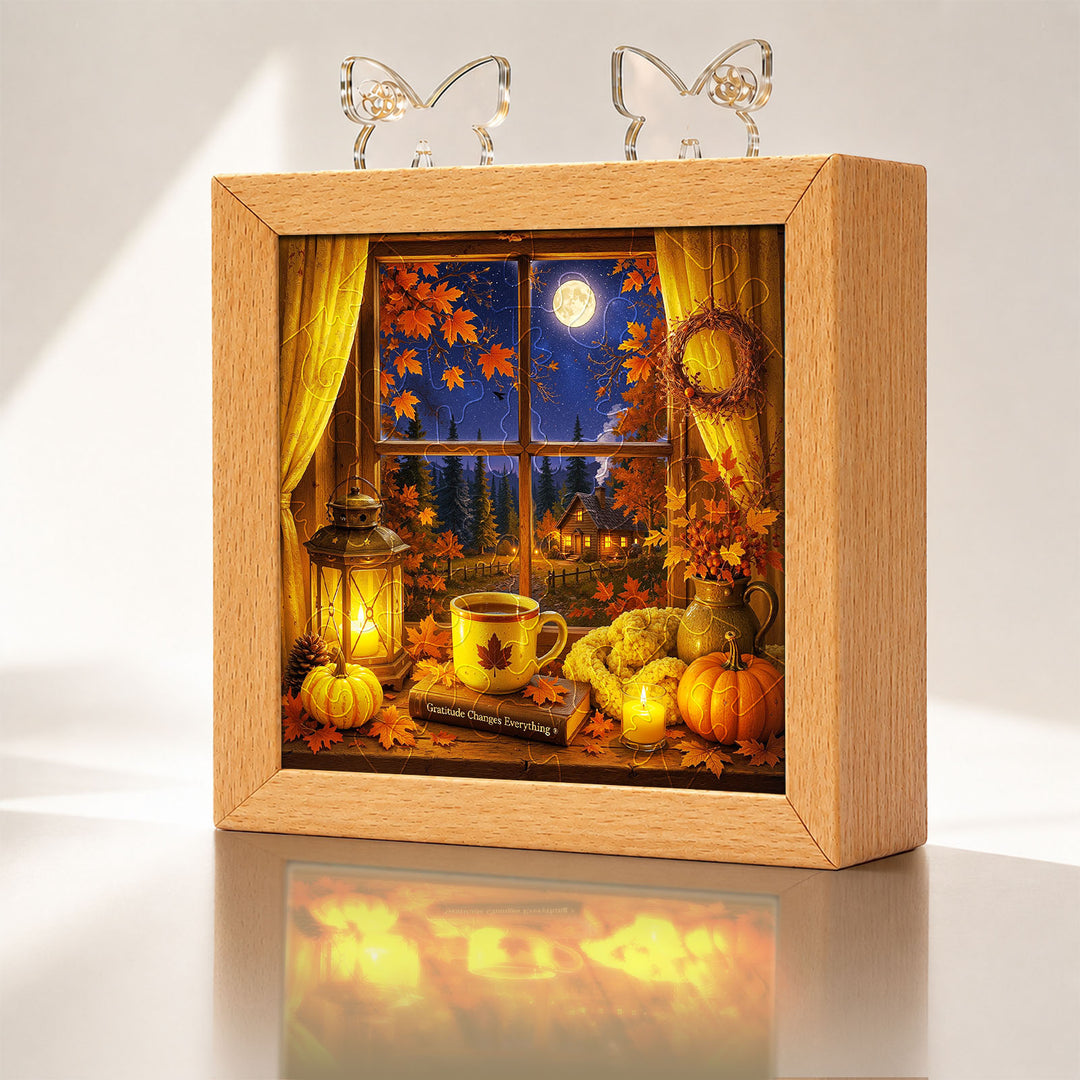Acrylic Puzzle Night Light - Autumn Gratitude Window