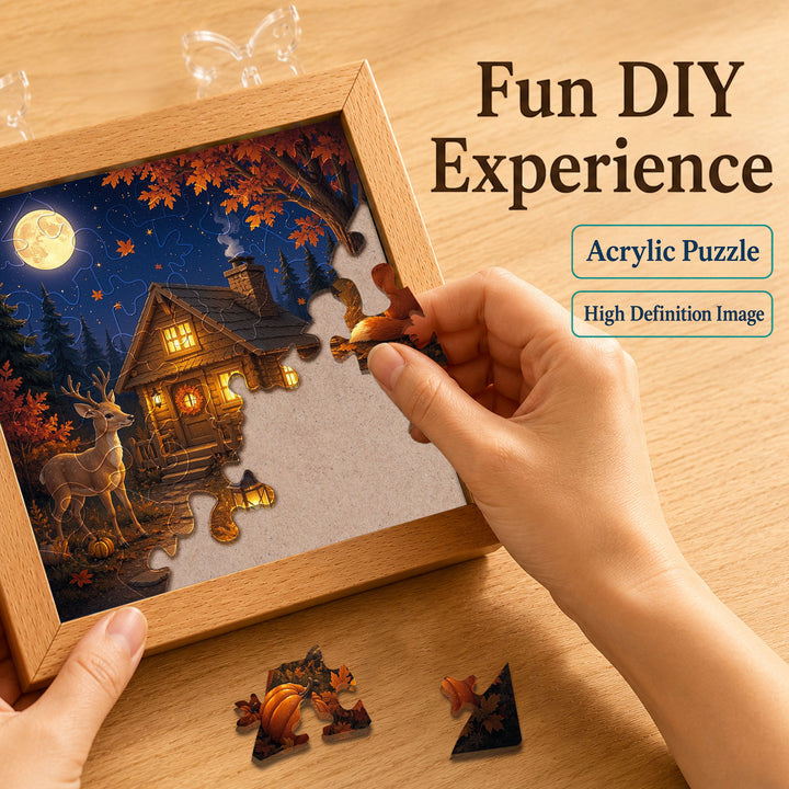 Acrylic Puzzle Night Light - Thankful Forest Cabin