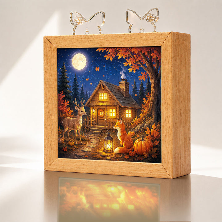 Acrylic Puzzle Night Light - Thankful Forest Cabin