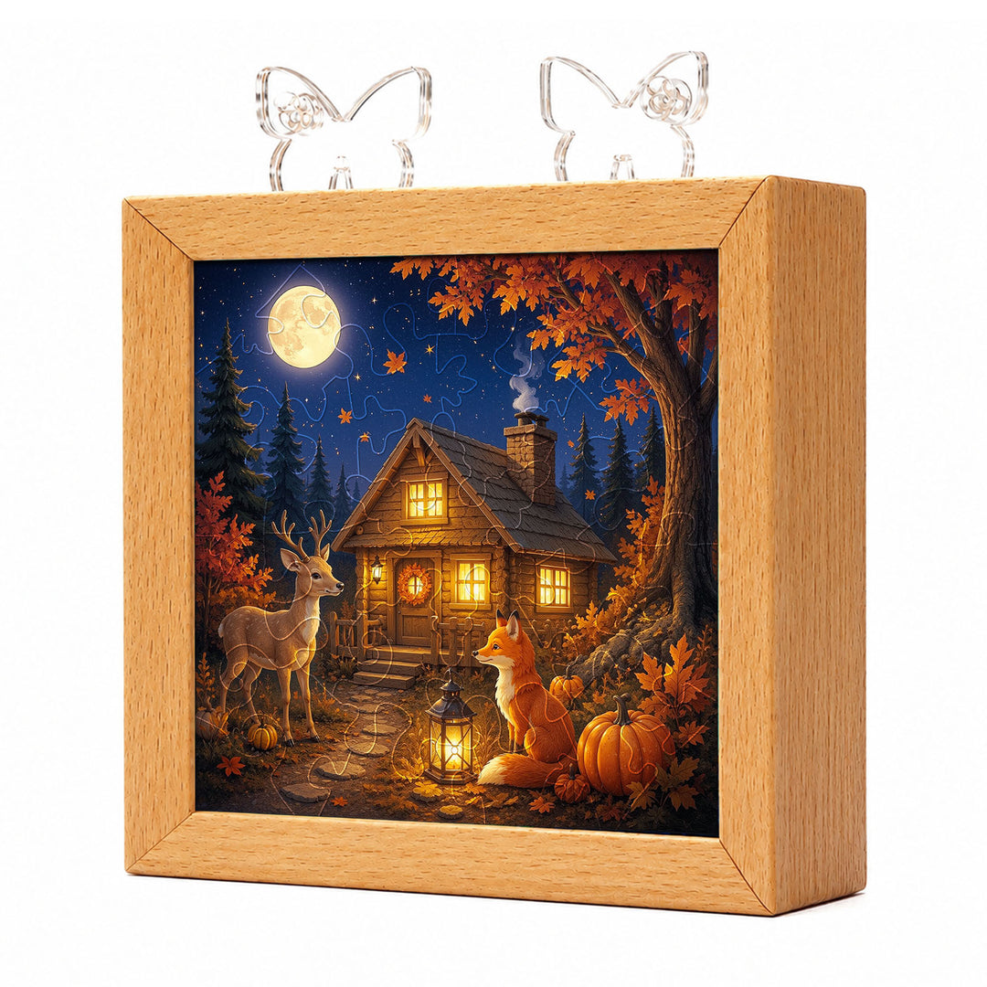 Acrylic Puzzle Night Light - Thankful Forest Cabin