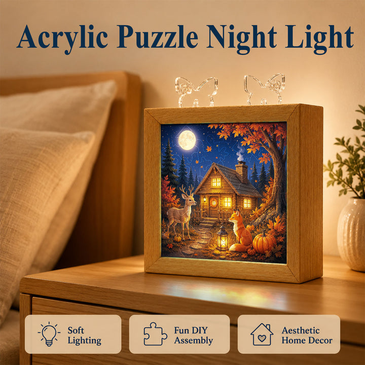 Acrylic Puzzle Night Light - Thankful Forest Cabin