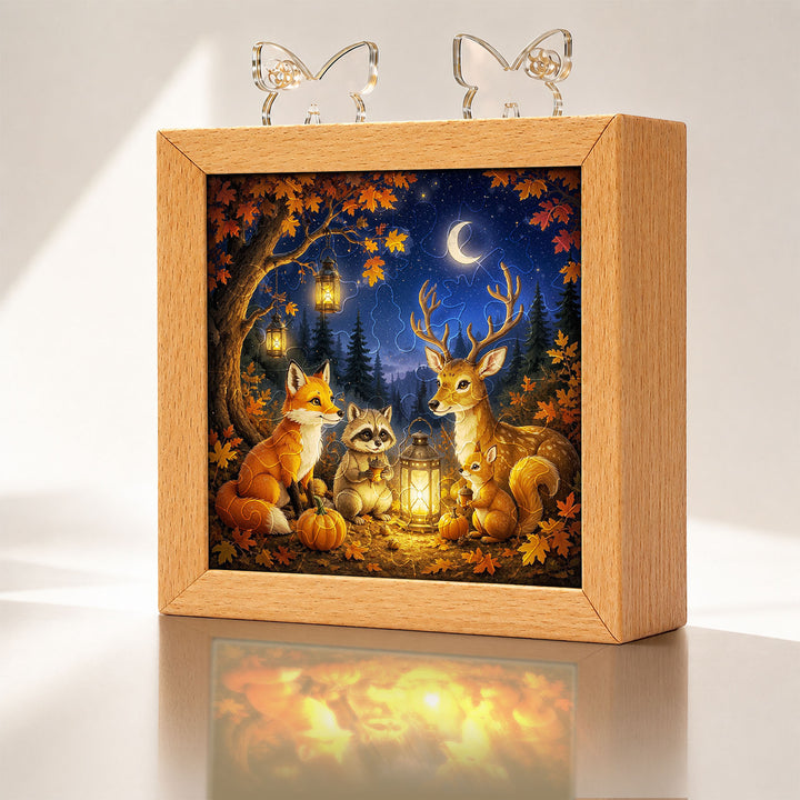 Acrylic Puzzle Night Light - Woodland Harvest Gathering