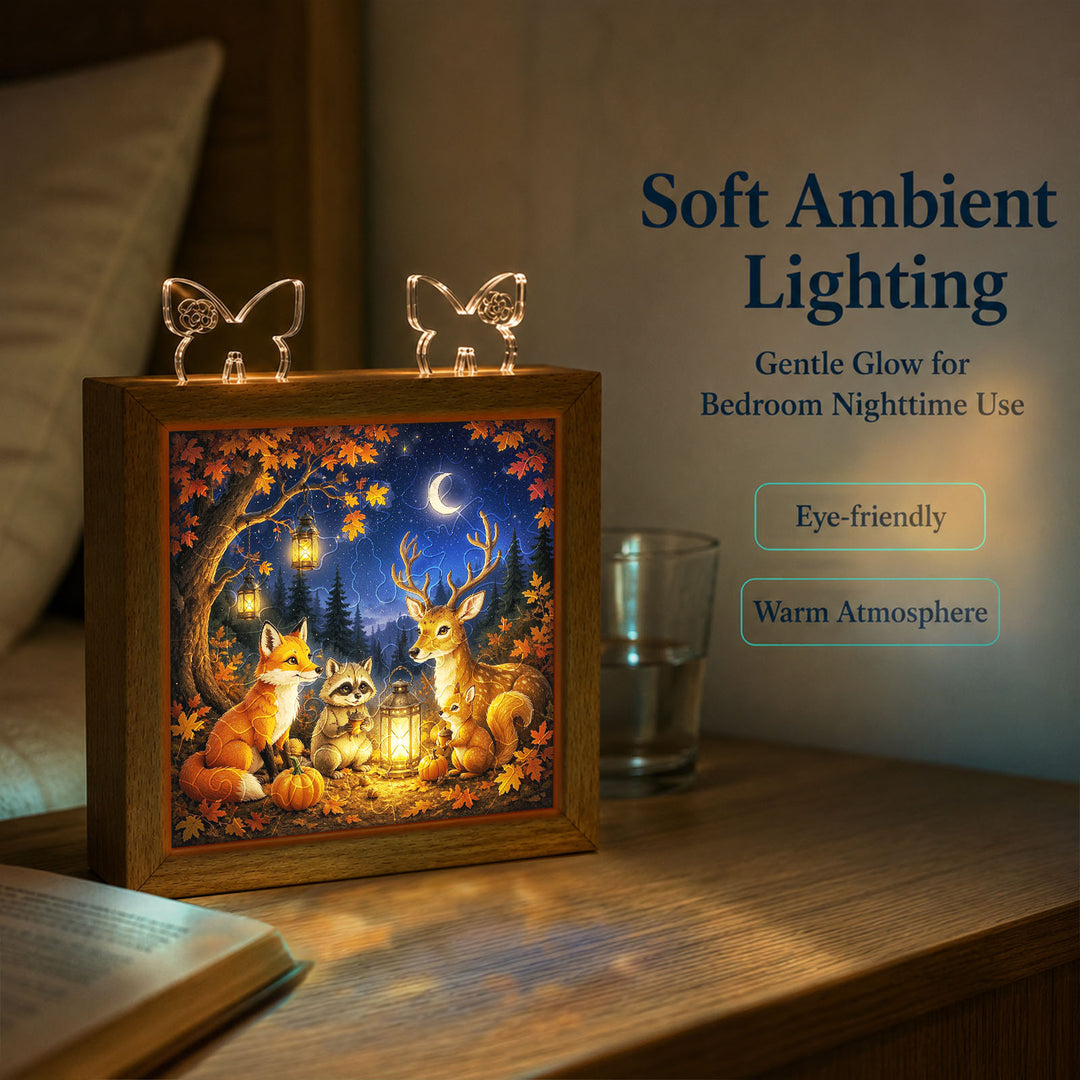 Acrylic Puzzle Night Light - Woodland Harvest Gathering