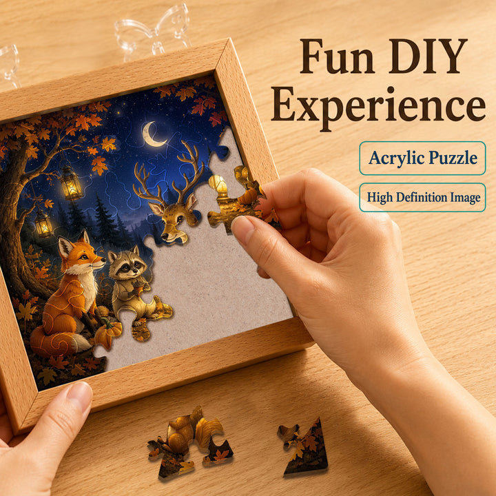 Acrylic Puzzle Night Light - Woodland Harvest Gathering