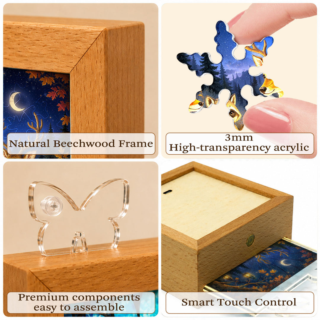 Acrylic Puzzle Night Light - Woodland Harvest Gathering