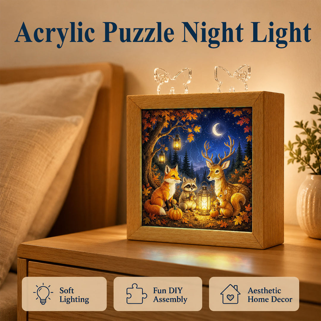 Acrylic Puzzle Night Light - Woodland Harvest Gathering