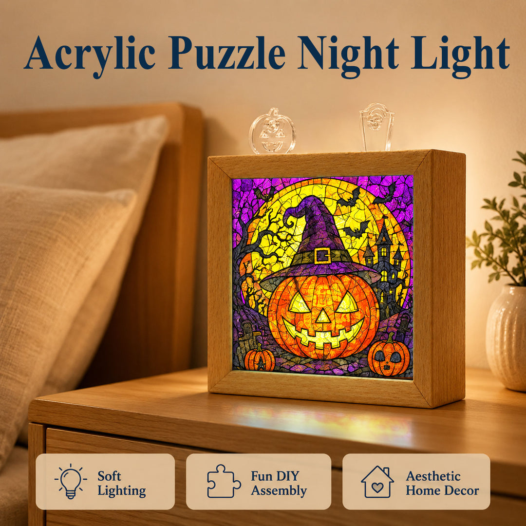 Acrylic Puzzle Night Light - Halloween Pumpkin Theme