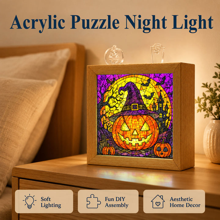 Acrylic Puzzle Night Light - Halloween Pumpkin Theme