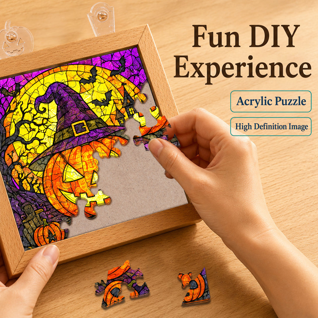 Acrylic Puzzle Night Light - Halloween Pumpkin Theme