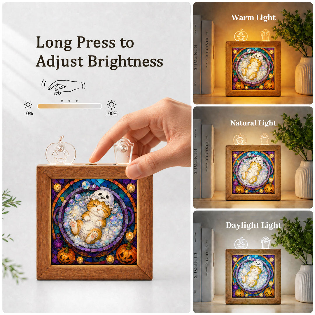 Acrylic Puzzle Night Light - Halloween Kitty