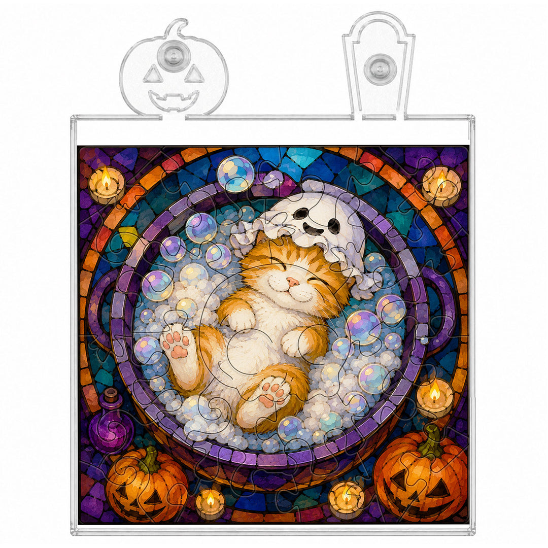 Acrylic Puzzle Night Light - Halloween Kitty