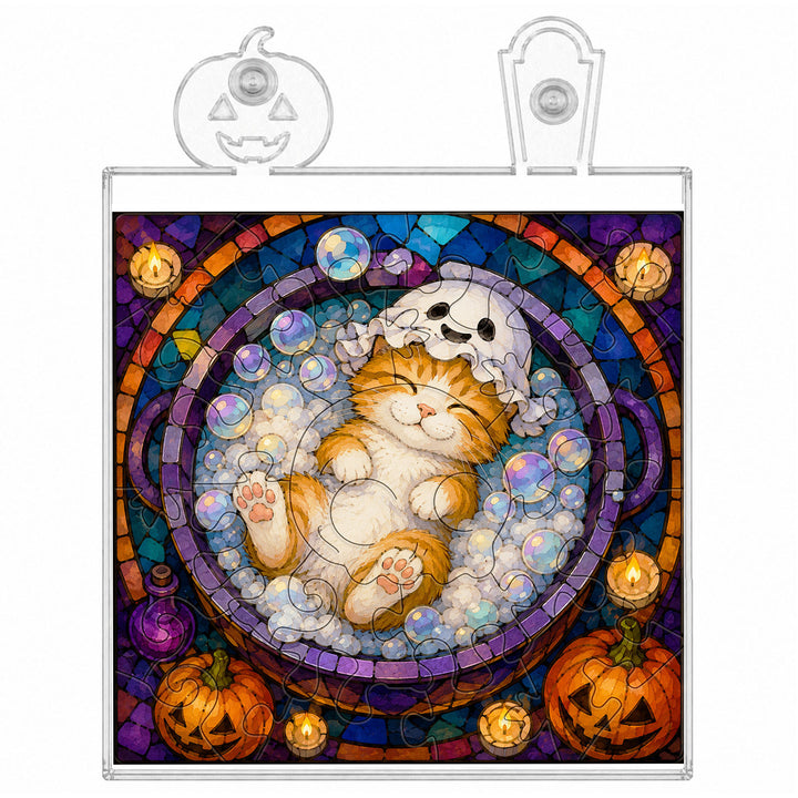 Acrylic Puzzle Night Light - Halloween Kitty