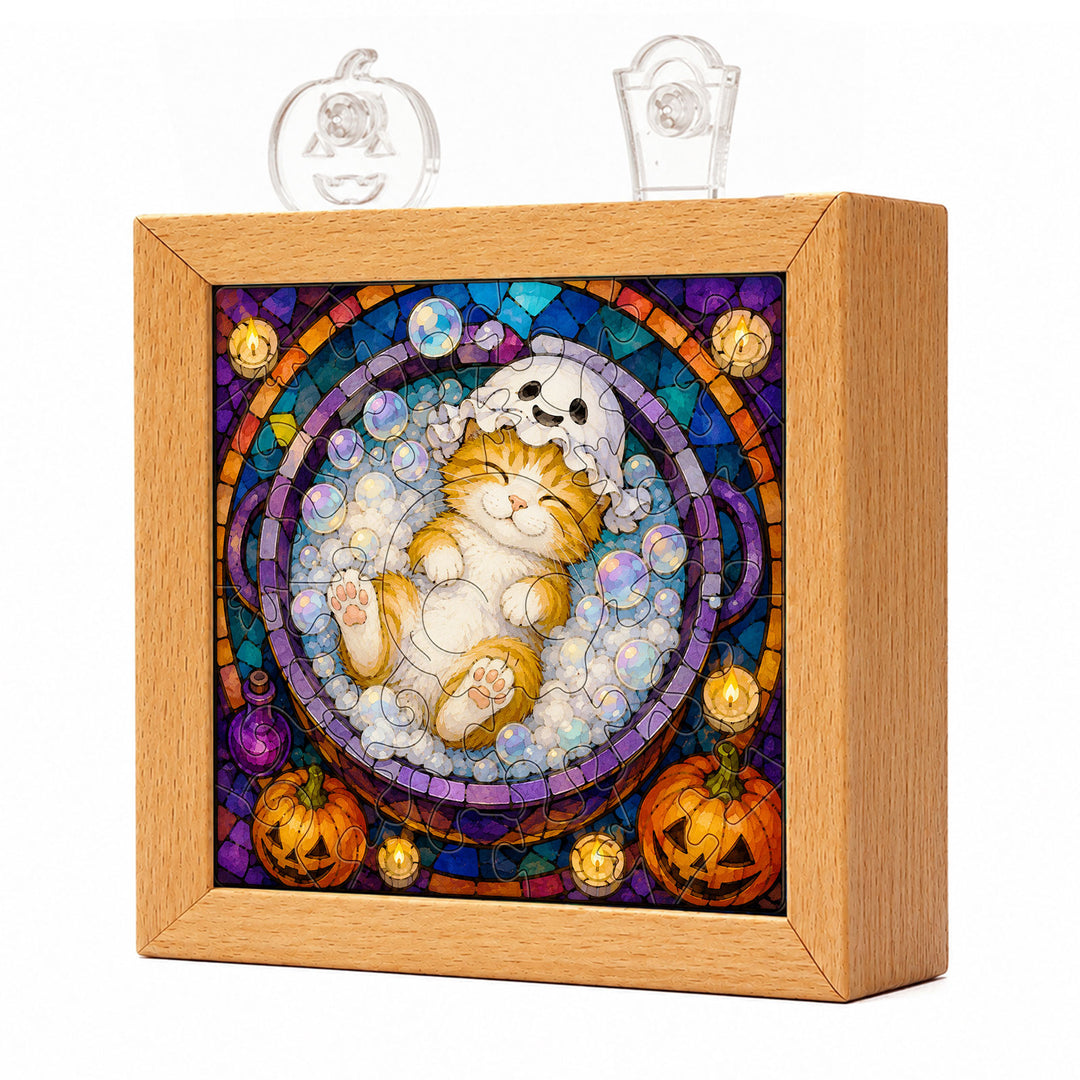 Acrylic Puzzle Night Light - Halloween Kitty