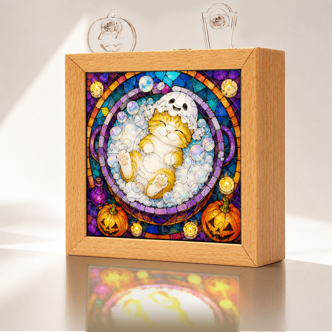 Acrylic Puzzle Night Light - Halloween Kitty