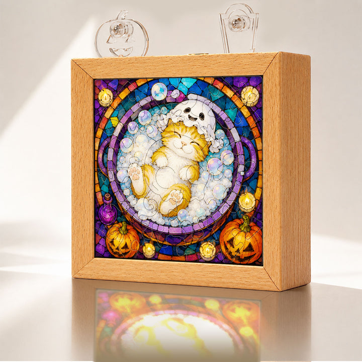 Acrylic Puzzle Night Light - Halloween Kitty