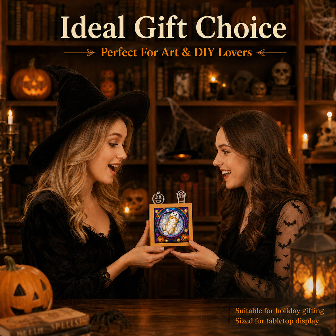 Acrylic Puzzle Night Light - Halloween Kitty