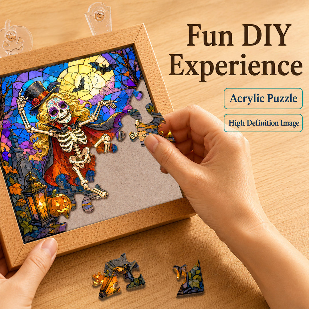 Acrylic Puzzle Night Light - Halloween Graveyard Party
