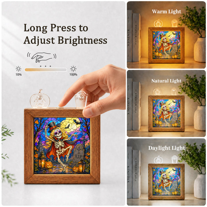 Acrylic Puzzle Night Light - Halloween Graveyard Party