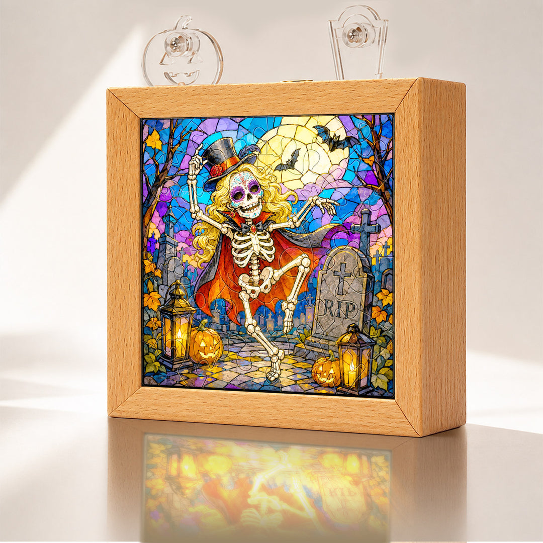 Acrylic Puzzle Night Light - Halloween Graveyard Party