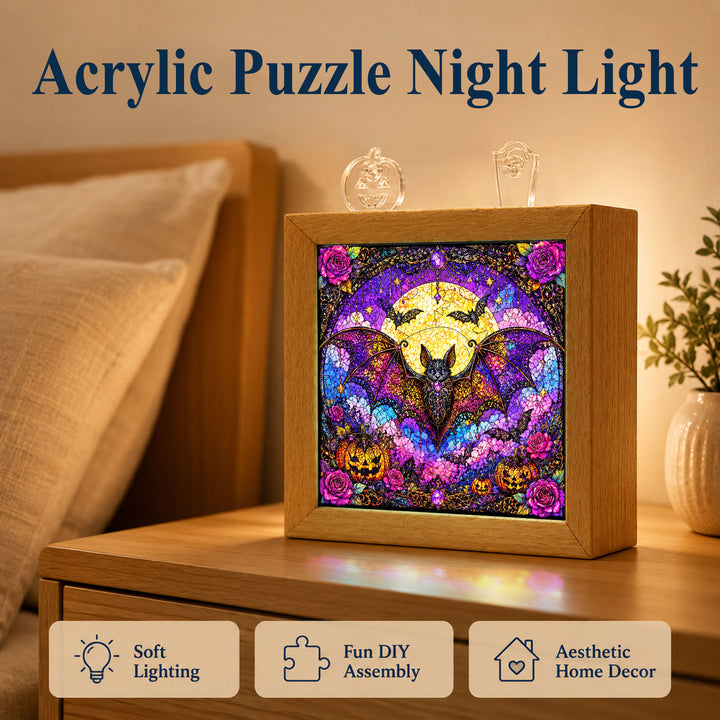 Acrylic Puzzle Night Light - Gothic Lace Bat