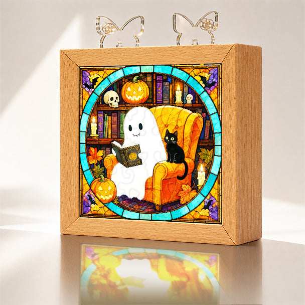 Acrylic Puzzle Night Light -Ghost Cat Reading