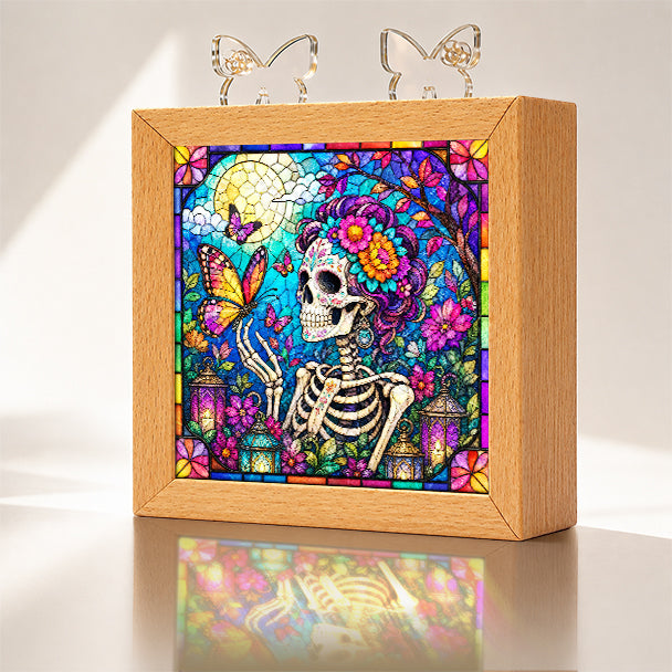 Acrylic Puzzle Night Light - Floral Skull
