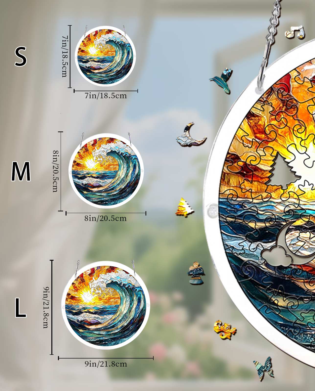 Attrape-soleil puzzle en acrylique - Crête océanique éclat solaire