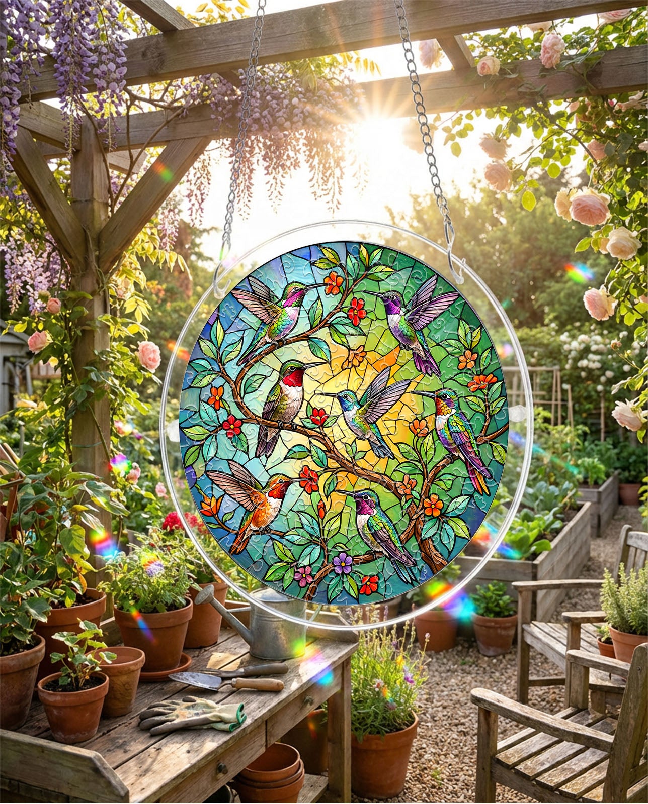 Acryl-Puzzle-Sonnenfänger – Smaragdwald-Prisma