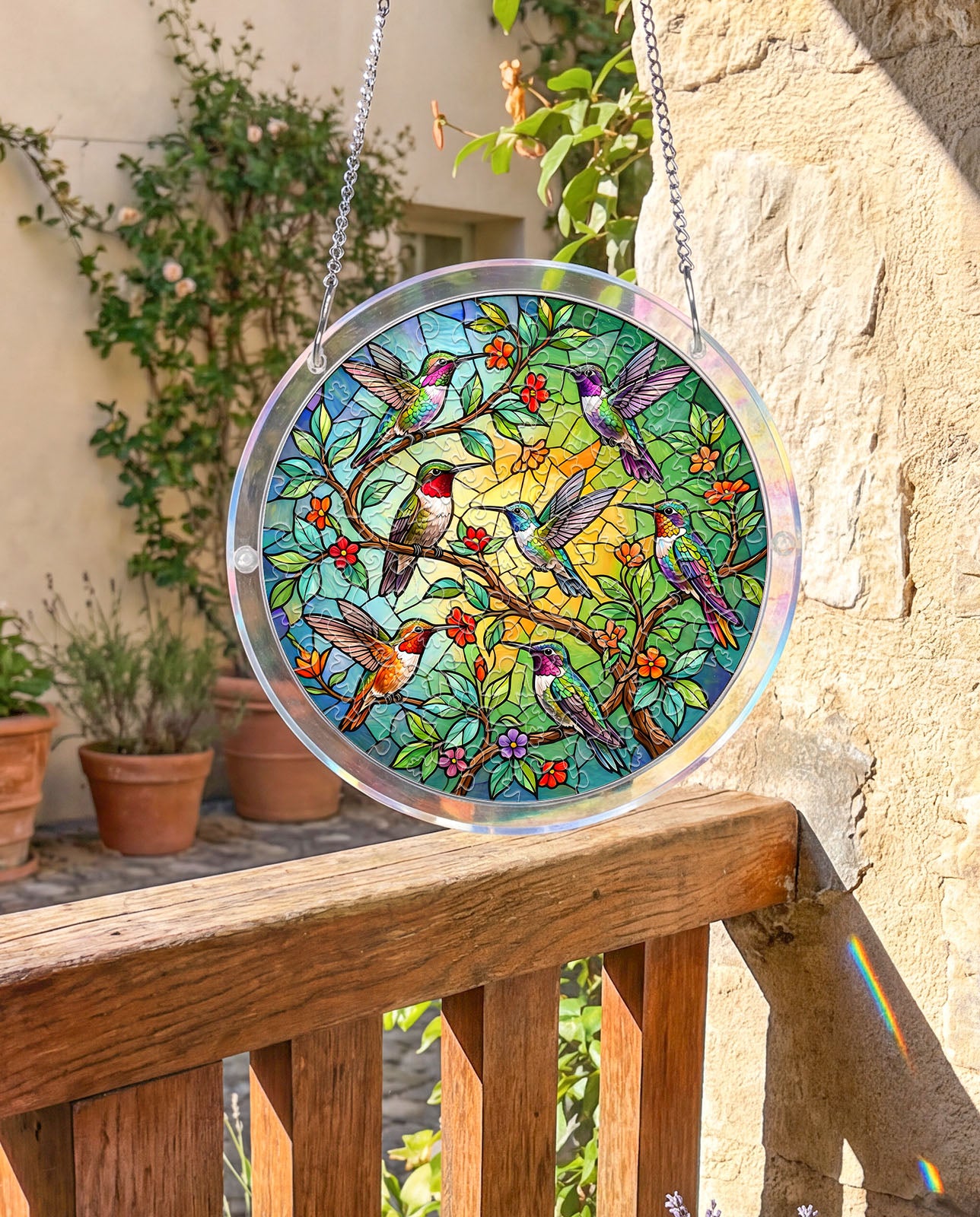 Acryl-Puzzle-Sonnenfänger – Smaragdwald-Prisma