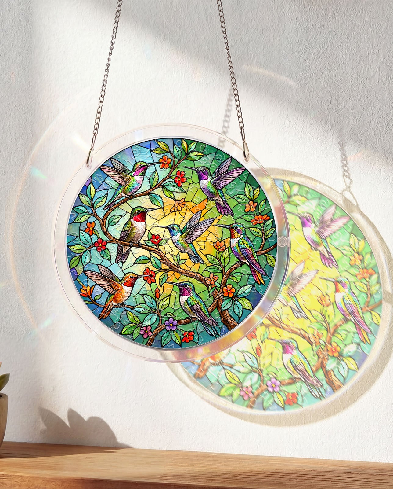 Acryl-Puzzle-Sonnenfänger – Smaragdwald-Prisma