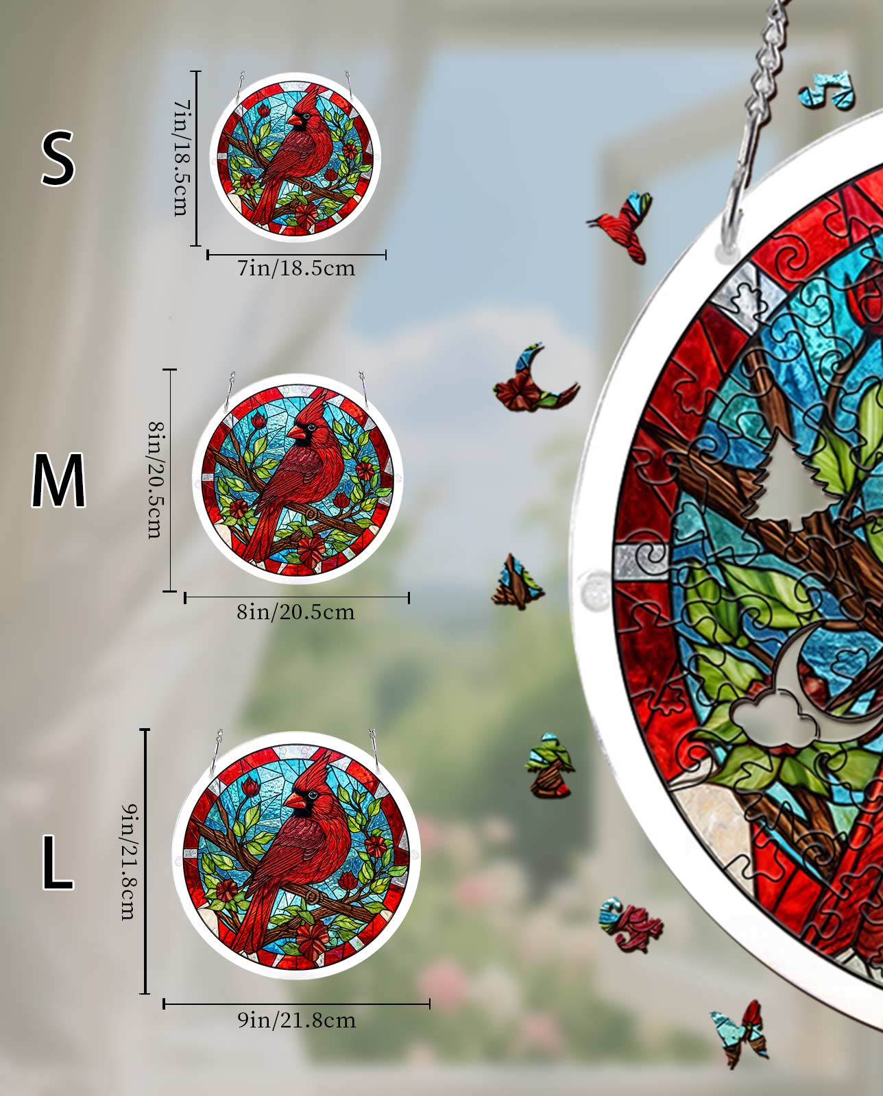 Attrape-soleil puzzle en acrylique - Cardinal discret