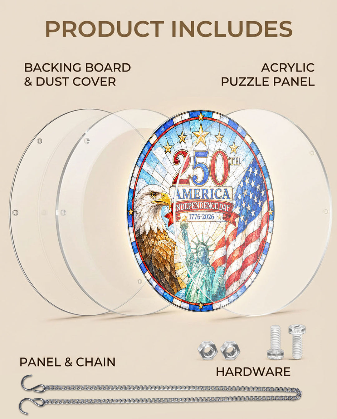 Acrylic Jigsaw Puzzle Suncatcher - American Bicentennial