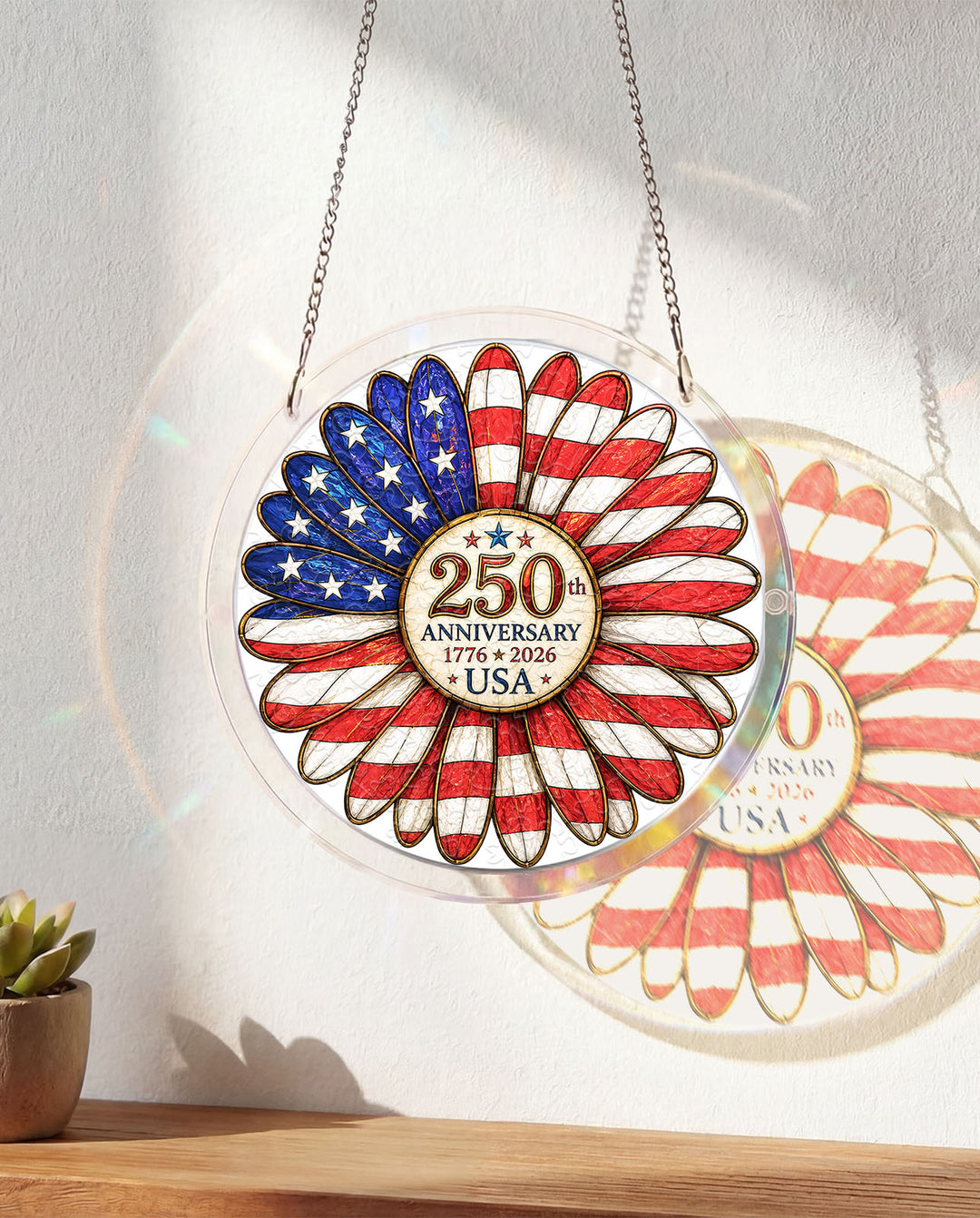 Acrylic Jigsaw Puzzle Suncatcher - Flag Flower