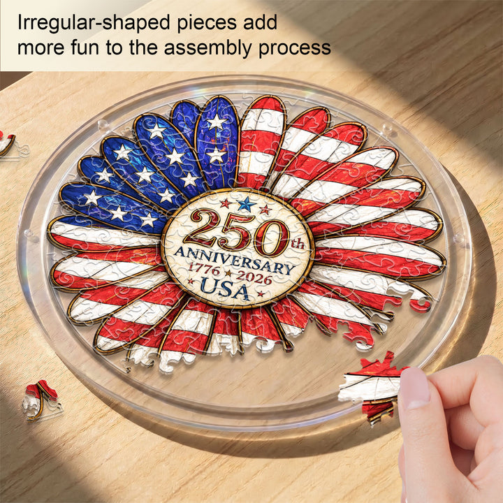 Acrylic Jigsaw Puzzle Suncatcher - Flag Flower