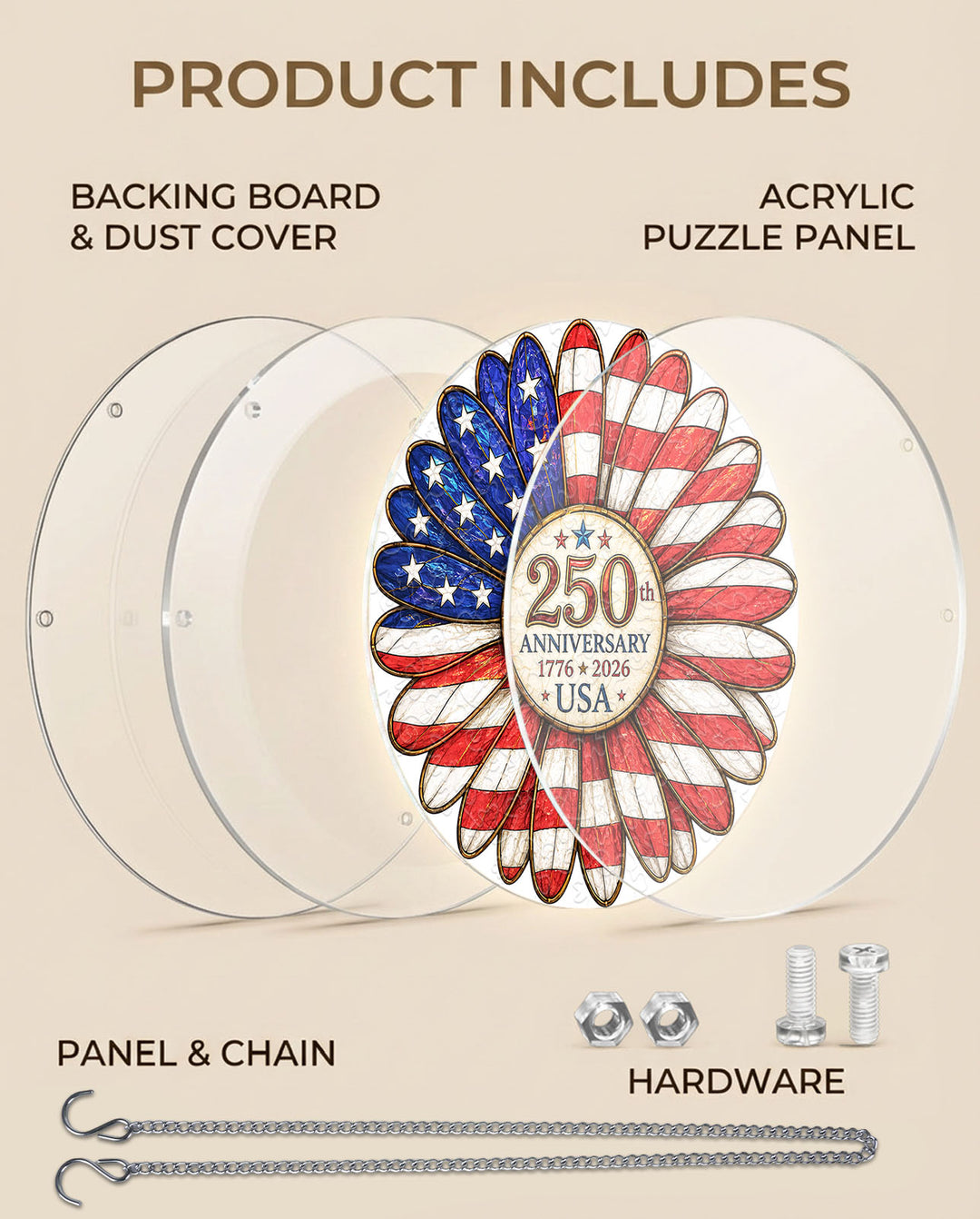 Acrylic Jigsaw Puzzle Suncatcher - Flag Flower