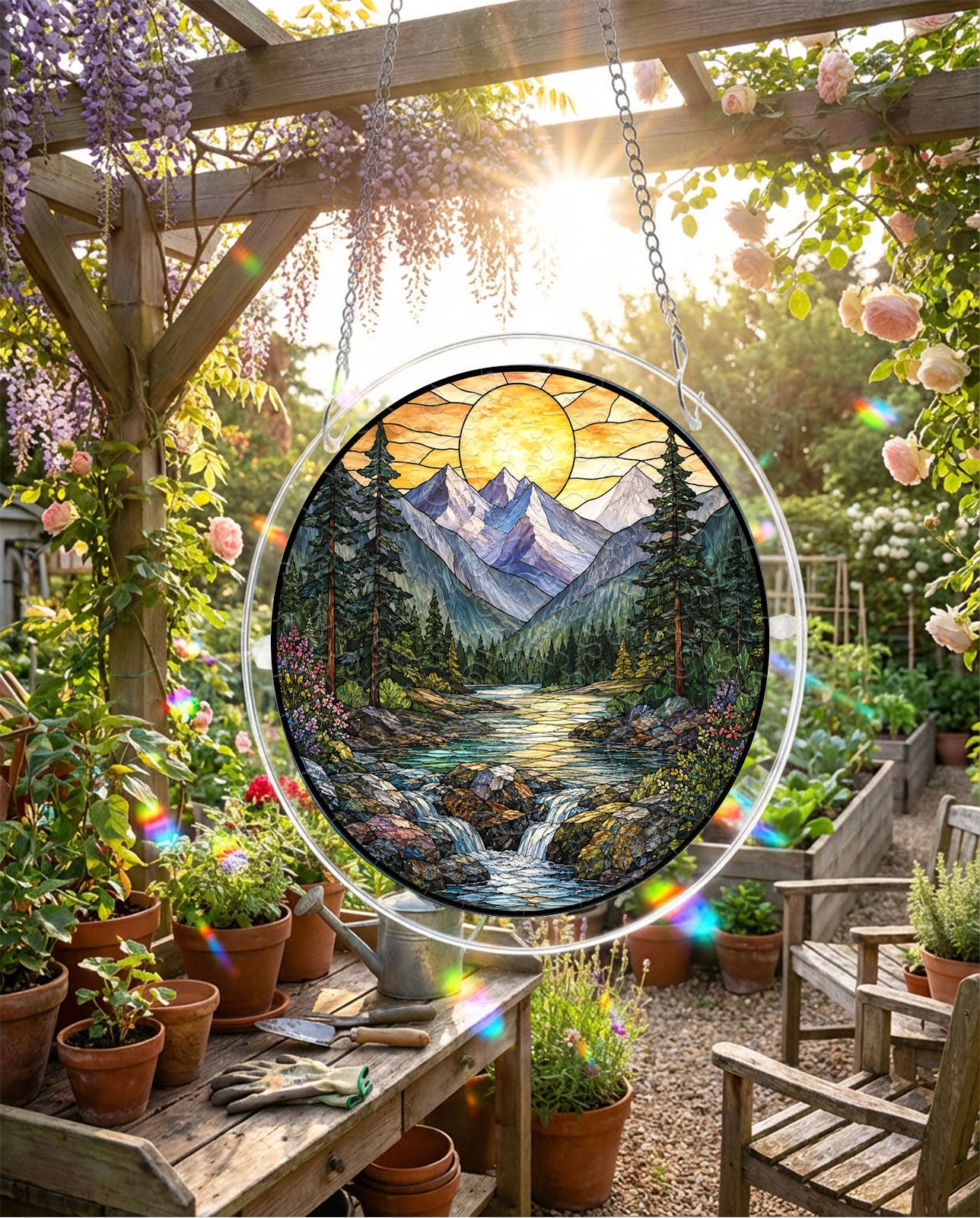Acryl-Puzzle-Sonnenfänger – Goldenes Tal